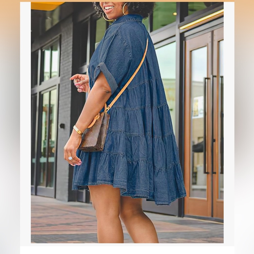 They Look Casual Denim Button-Up Dress - Picture 2 of 8